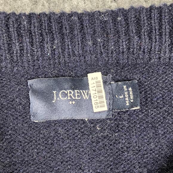 J. Crew Sweater Mens L Gray Blue Lambswool Nordic Fair Isle Knit Warm Casual - Picture 3 of 9